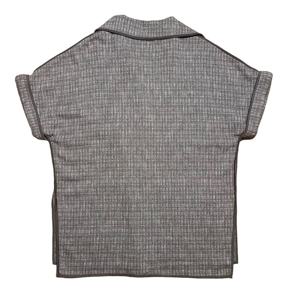 Greylin Anthropologie Wool Blend Brown Woven Short Sleeve Open Cardigan Sz S - Picture 2 of 14